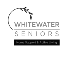 Logo for Whitewater Seniors: text with a curved branch graphic above,