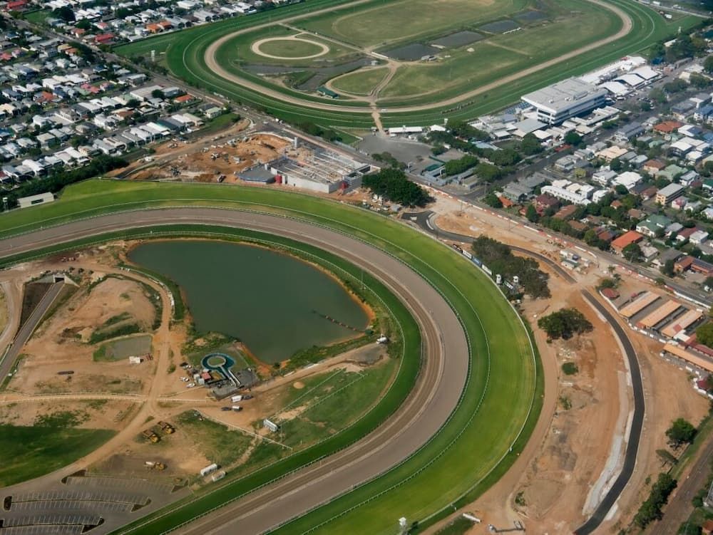 Aerial View of Two Horse Racing Tracks Surrounded by Residential Areas — Coast 2 Coast Locksmiths in Aura, QLD