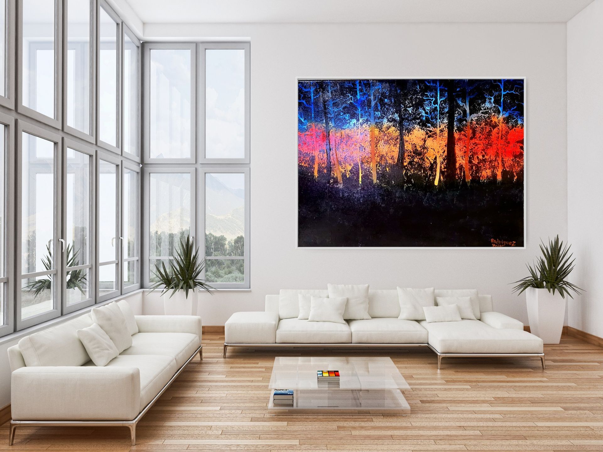 Enchanted Forest: An abstract piece with colorful painted forest.