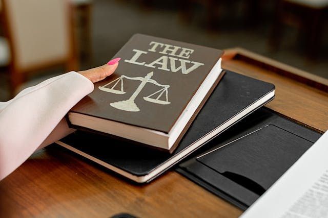 hand holding law book
