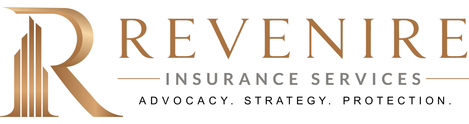 The blue-text "Revenire" logo with the grey-text "INSURANCE GROUP" underneath.