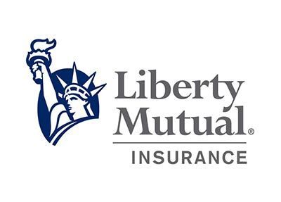 The logo for liberty mutual insurance shows the statue of liberty holding a torch.