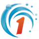 Blue circular logo with a red number 1 and small blue dots