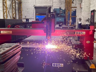Steel being drilled