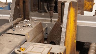 Steel being drilled