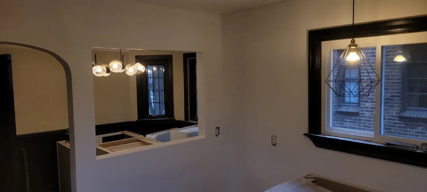 There is a window in the middle of the room.