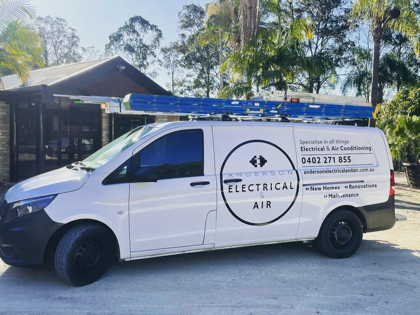 A white van that says Anderson Electrical & Air — Anderson Electrical & Air in Taree, NSW