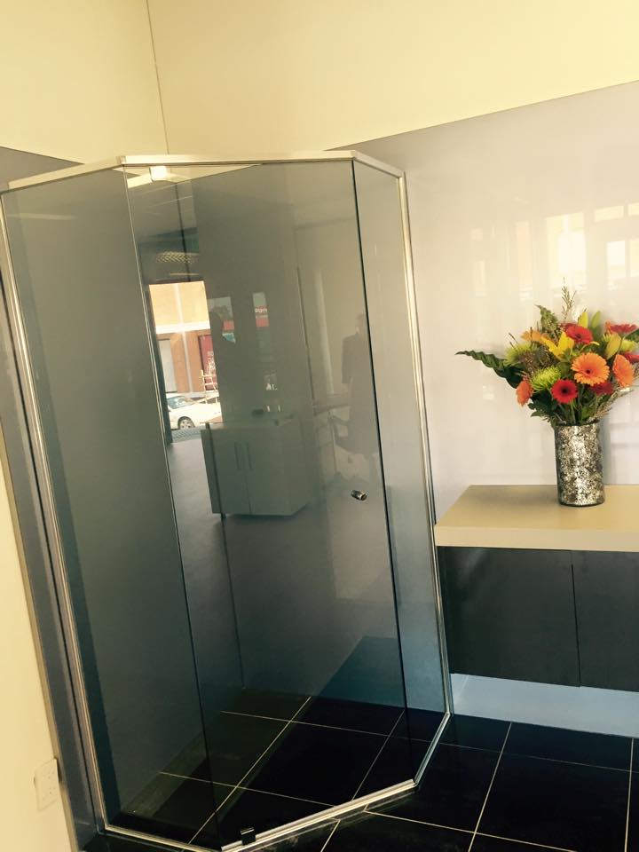 Corner Shower Room — Glazing Service in Shellharbour, NSW