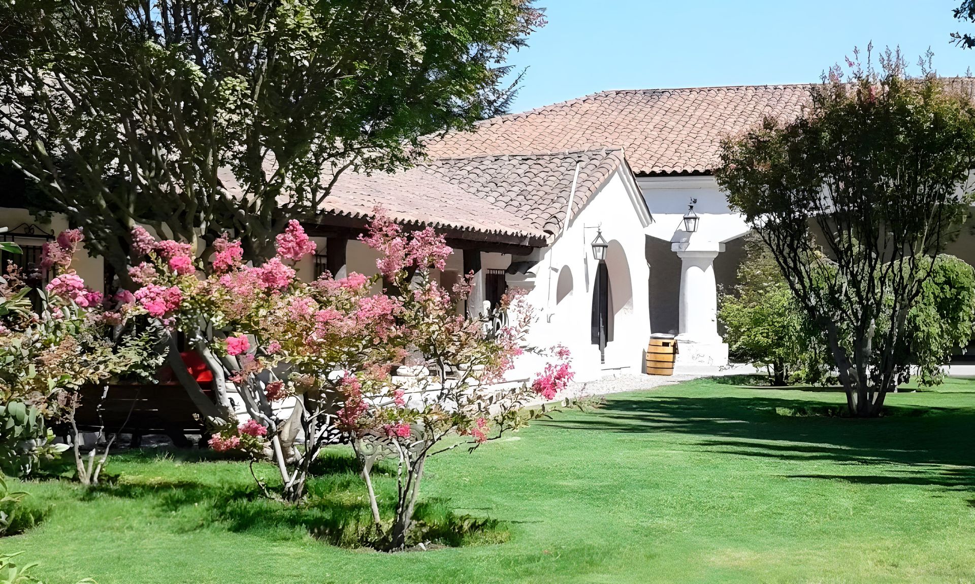 Gardens in a vineyard in the Maipo Valley in central Chile