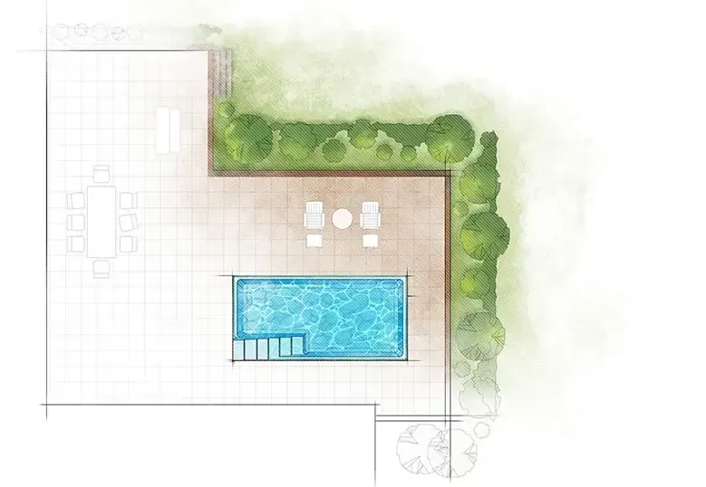 The Chic pool overhead drawing