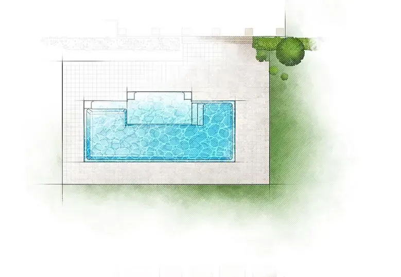The Dynasty pool overhead drawing