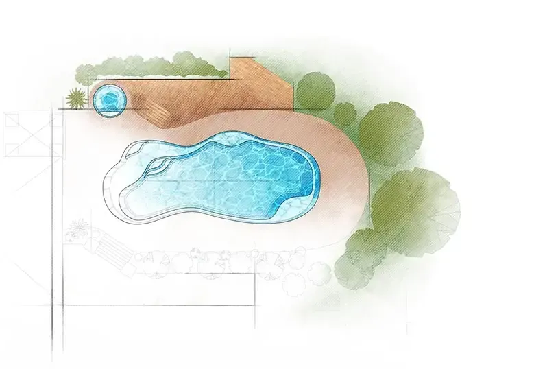 The Eden pool overhead drawing