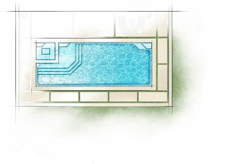 The Luxe pool overhead drawing