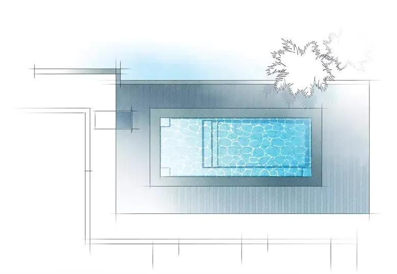 The Ovation pool overhead drawing