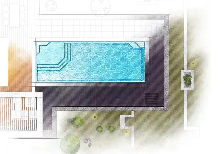 The Vogue pool overhead drawing