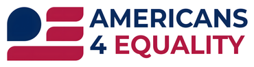 A logo for americans 4 equality with a flag in the background