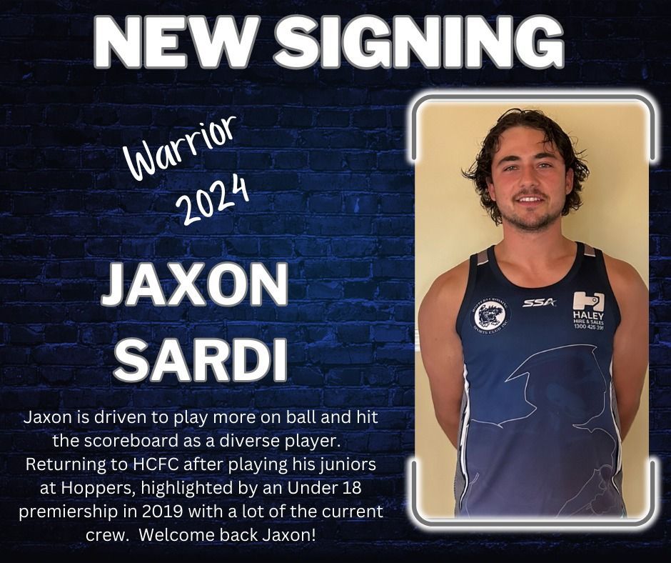 Jaxon Sardi signs on with Hoppers Crossing Football Club