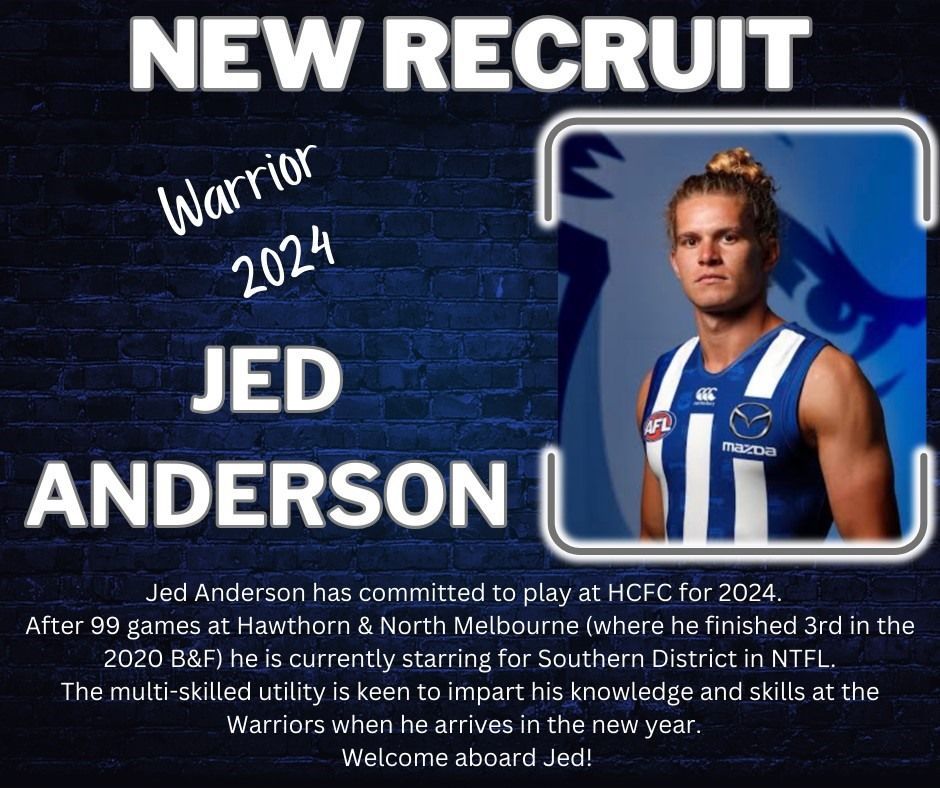 Jed Anderson signs on | Hoppers Crossing Football Club
