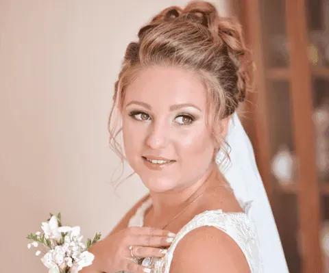 bridal hair and makeup front view