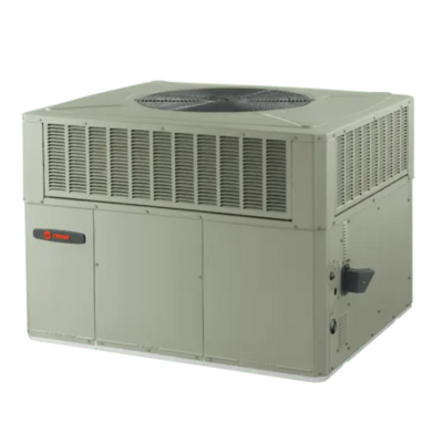 A trane package HVAC unit on a white background