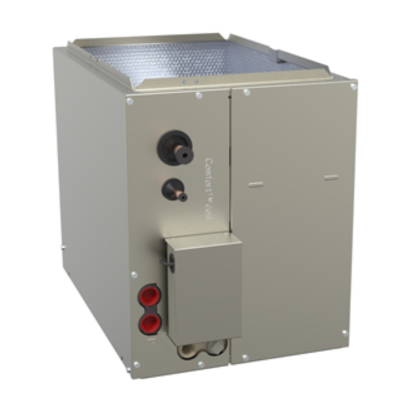 A trane evaporator coils on a white background