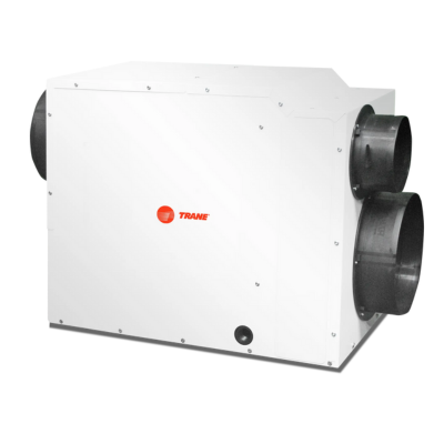 A white dehumidifier with the word trane on it