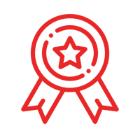 Una cinta roja con una estrella en el medio.