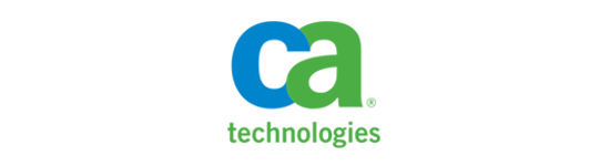 Un logotipo de CA Technologies azul y verde sobre un fondo blanco