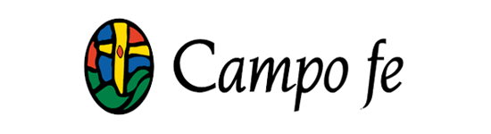Un logotipo para Campo Fe con una cruz en un círculo.