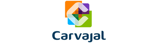 Un logotipo colorido de Carvajal sobre un fondo blanco.
