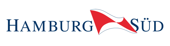 Un logotipo para Hamburg Süd con una flecha roja