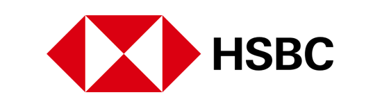 Un logotipo HSBC rojo y blanco sobre un fondo blanco.
