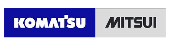 Un logotipo de Komatsu y Mitsui sobre un fondo blanco