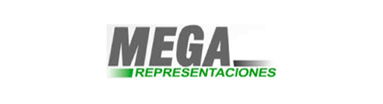 Se muestra un logotipo para mega representaciones sobre un fondo blanco.