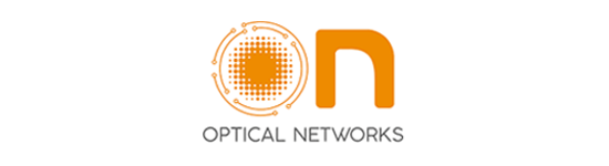 El logotipo de las redes ópticas es de color naranja y blanco.