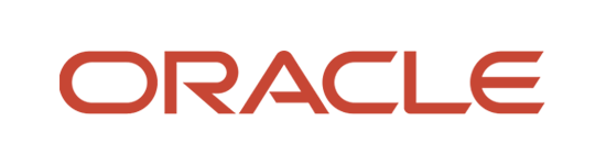 El logotipo del oráculo es rojo y blanco sobre un fondo blanco.