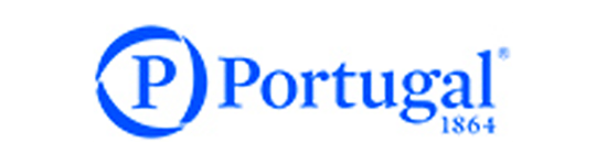 Un logotipo de Portugal azul y blanco sobre un fondo blanco