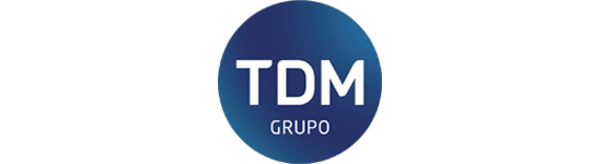 Un logotipo para tdm grupo en un círculo azul.