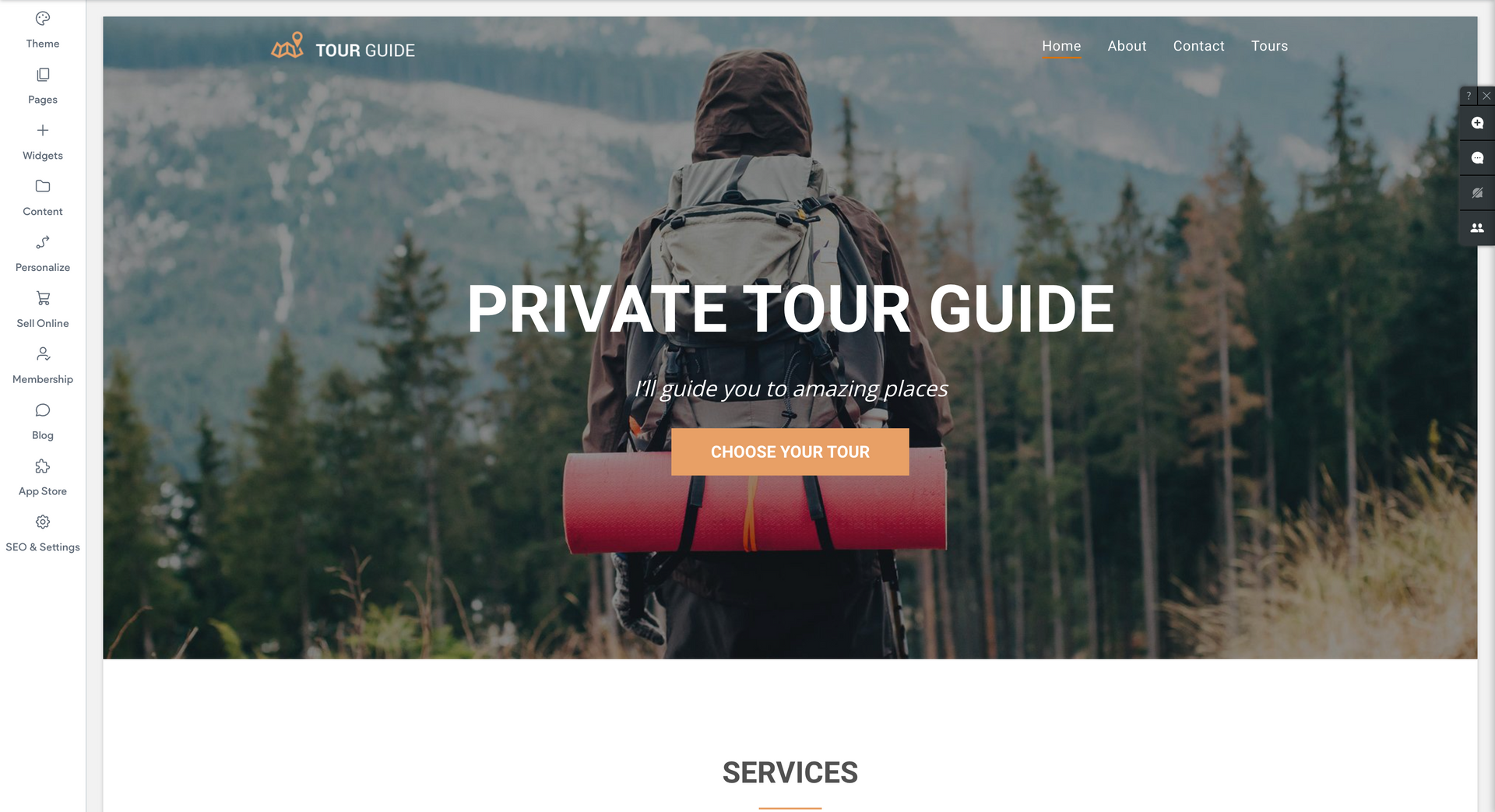 Website homepage example