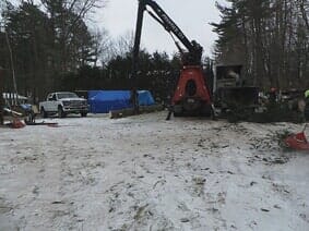 Deadwood Pruning — Crane Lifting Tree Logs in Colchester, VT