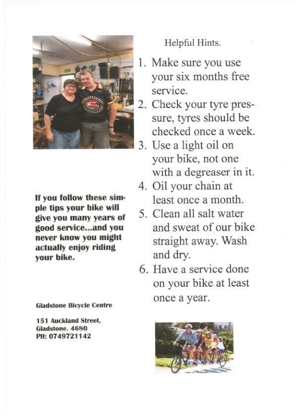 Handy Hints Guide — Gladstone Bicycle Centre in Gladstone, QLD