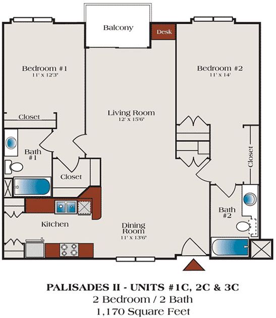 A floor plan for palisades ii units 1c 2c and 3c