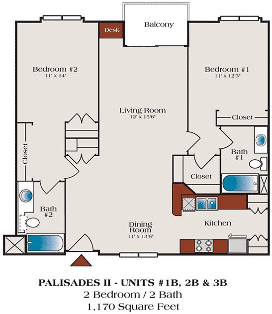 A floor plan for palisades ii units 1b 2b and 3b