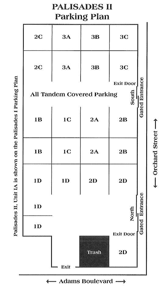 A black and white parking plan for palisades ii
