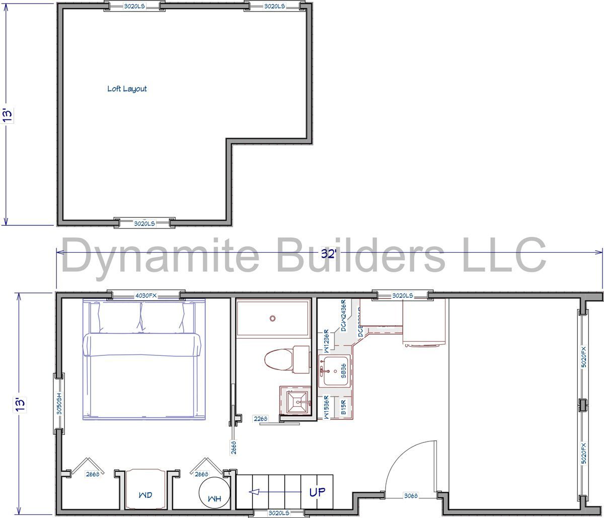 A-Frame Tiny Home Park Model Floor Plan - Dynamite Builders