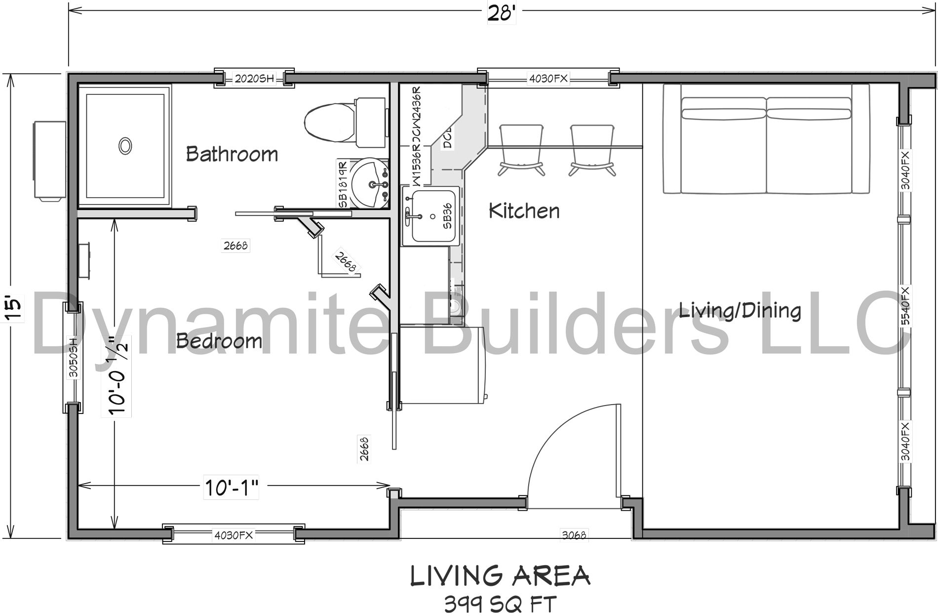 A-Frame Tiny Home Park Model Floor Plan - Dynamite Builders