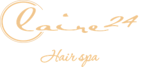 Un logo per Claire 24 Hair Spa su sfondo bianco.