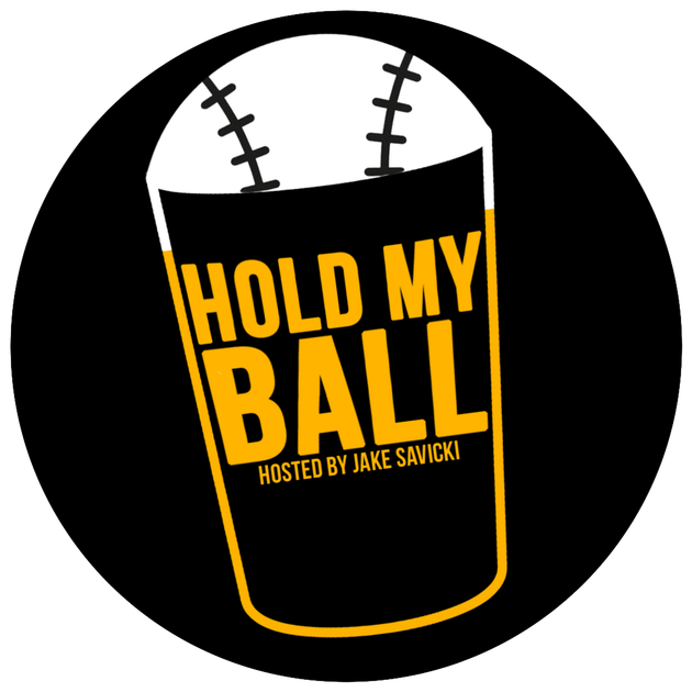 A logo for hold my ball hosted by jake sawicki