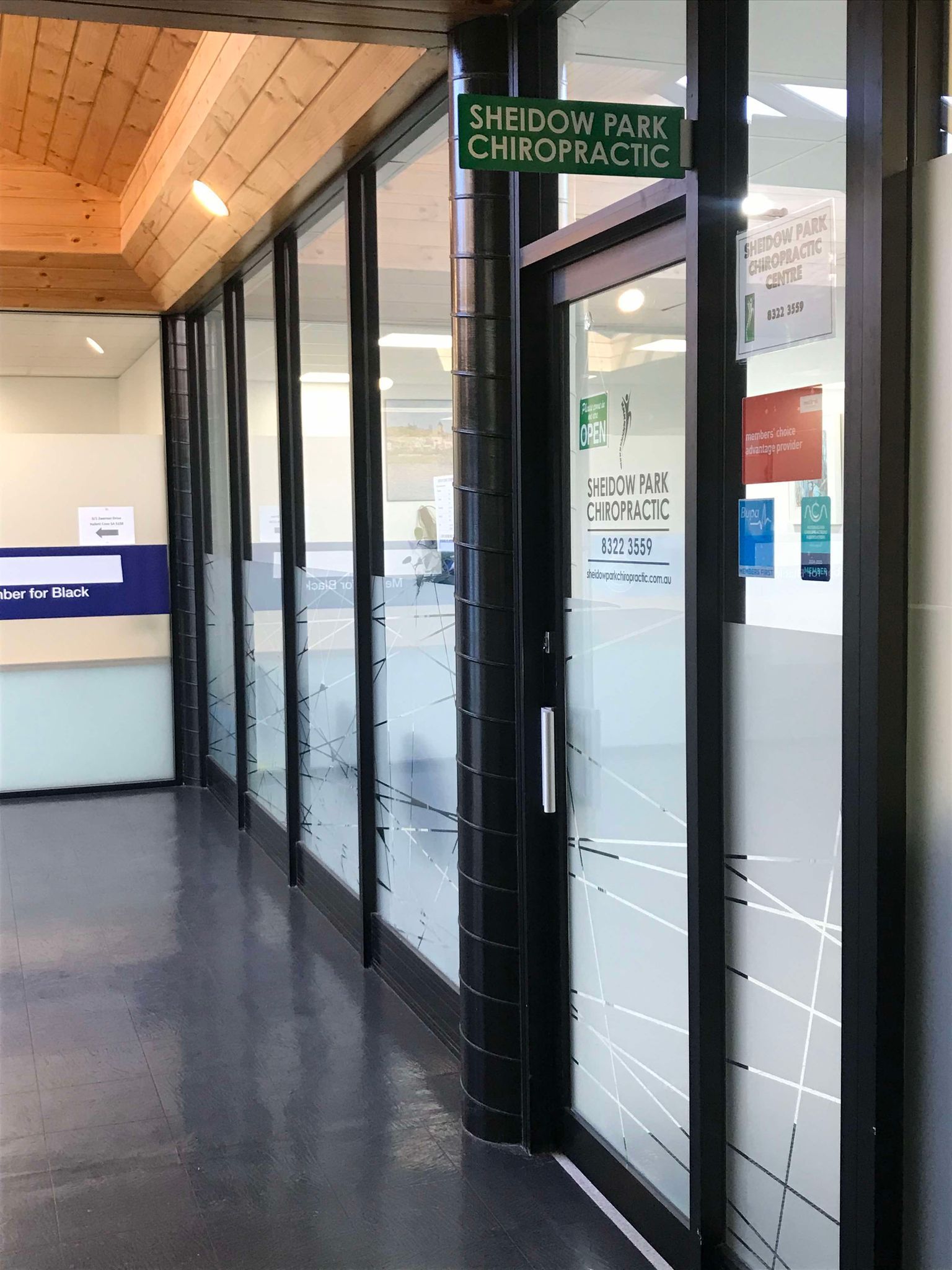 Sheidow park chiropractic office Door