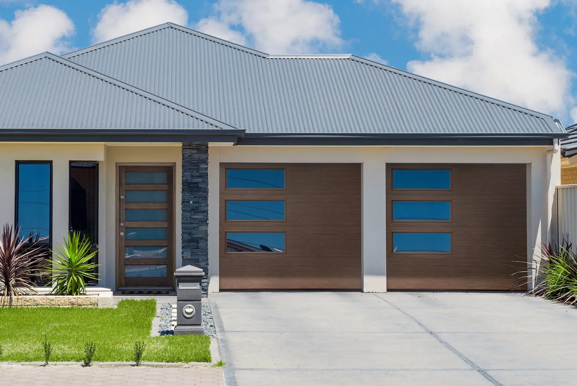 Contemporary Garage Doors Wood with Windows
